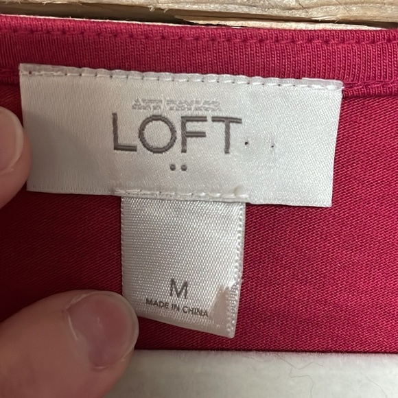 LOFT size Medium Red Wrap Midi Lightweight Soft and Stretchy Dress with V-Neck - Picture 2 of 7